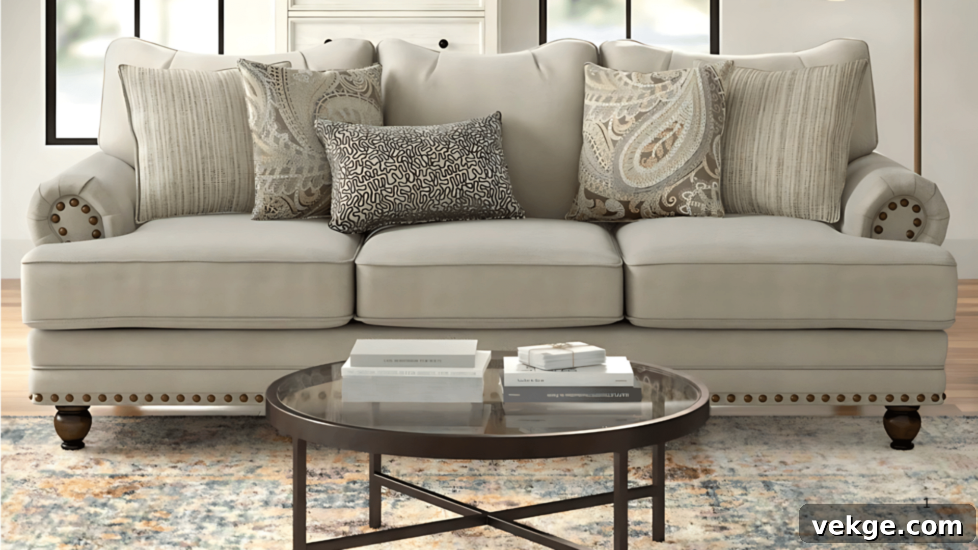 Wayfair Rosevera Fabric Sofa, an affordable mid-century modern family sofa with durable upholstery