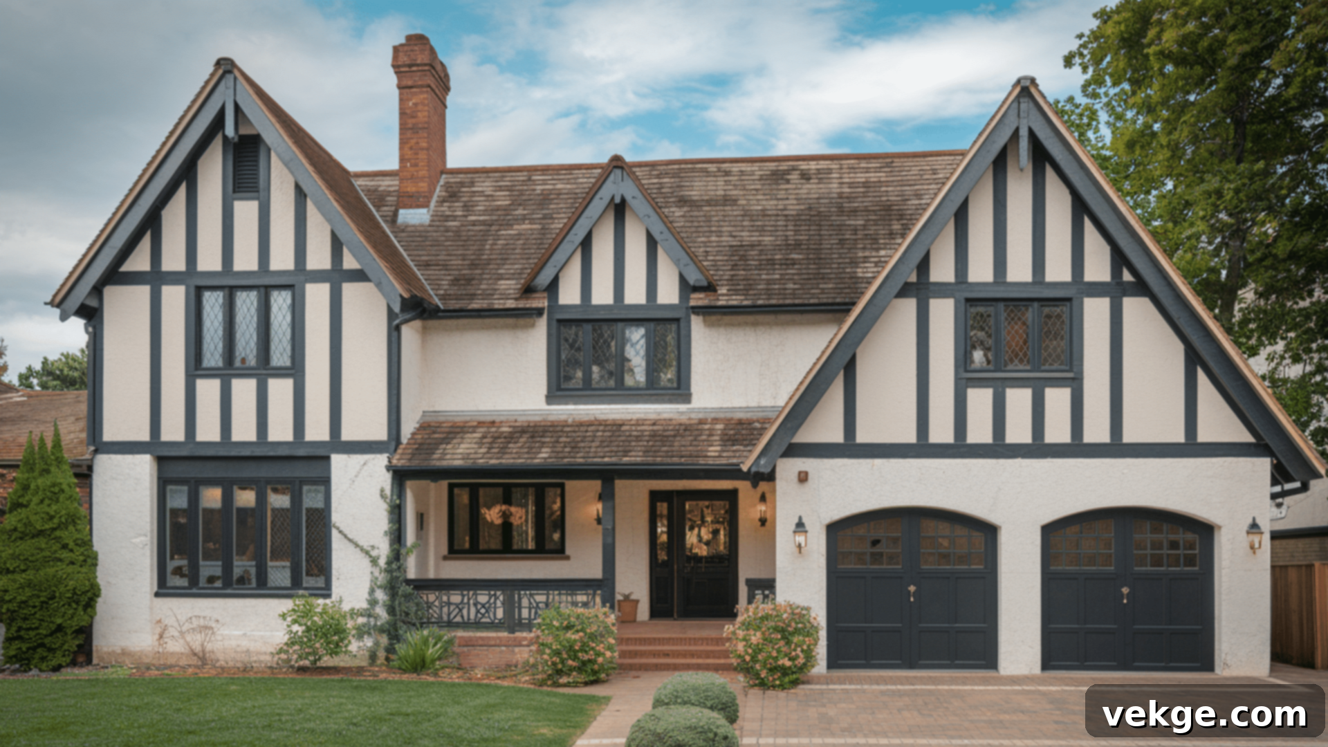 Black and White Classic Tudor Home Exterior Makeover