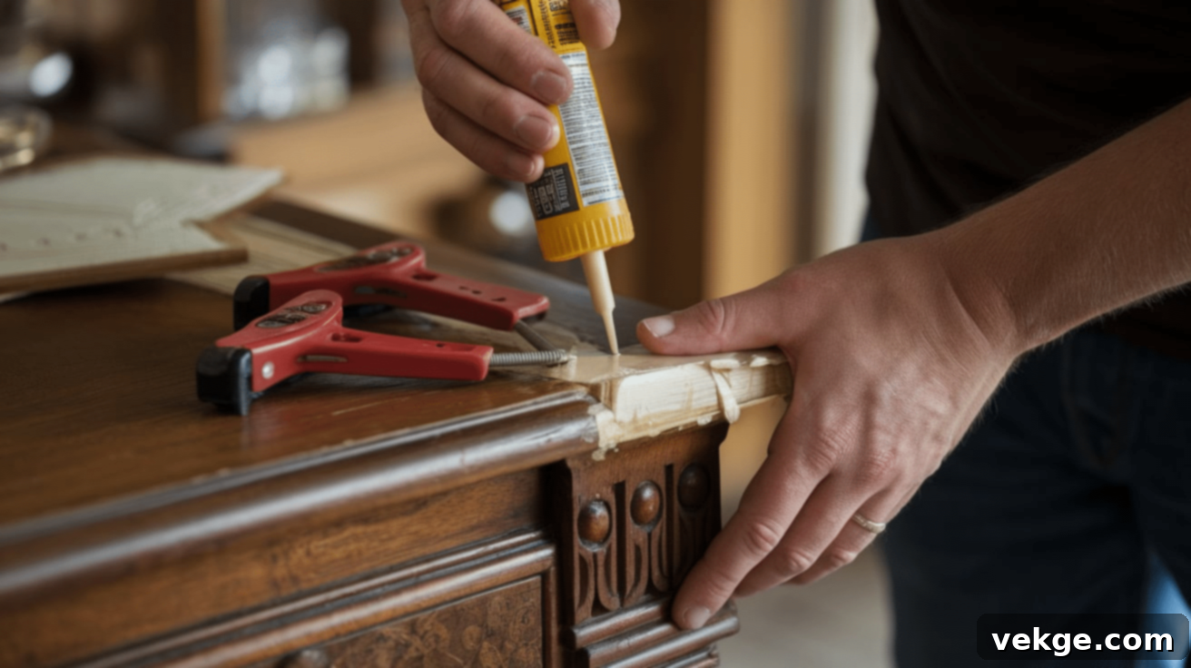 Repairing loose joints and cracks in antique furniture