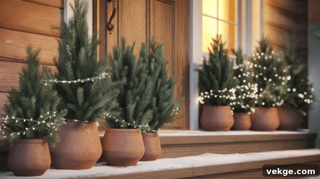 Potted Evergreen Trees