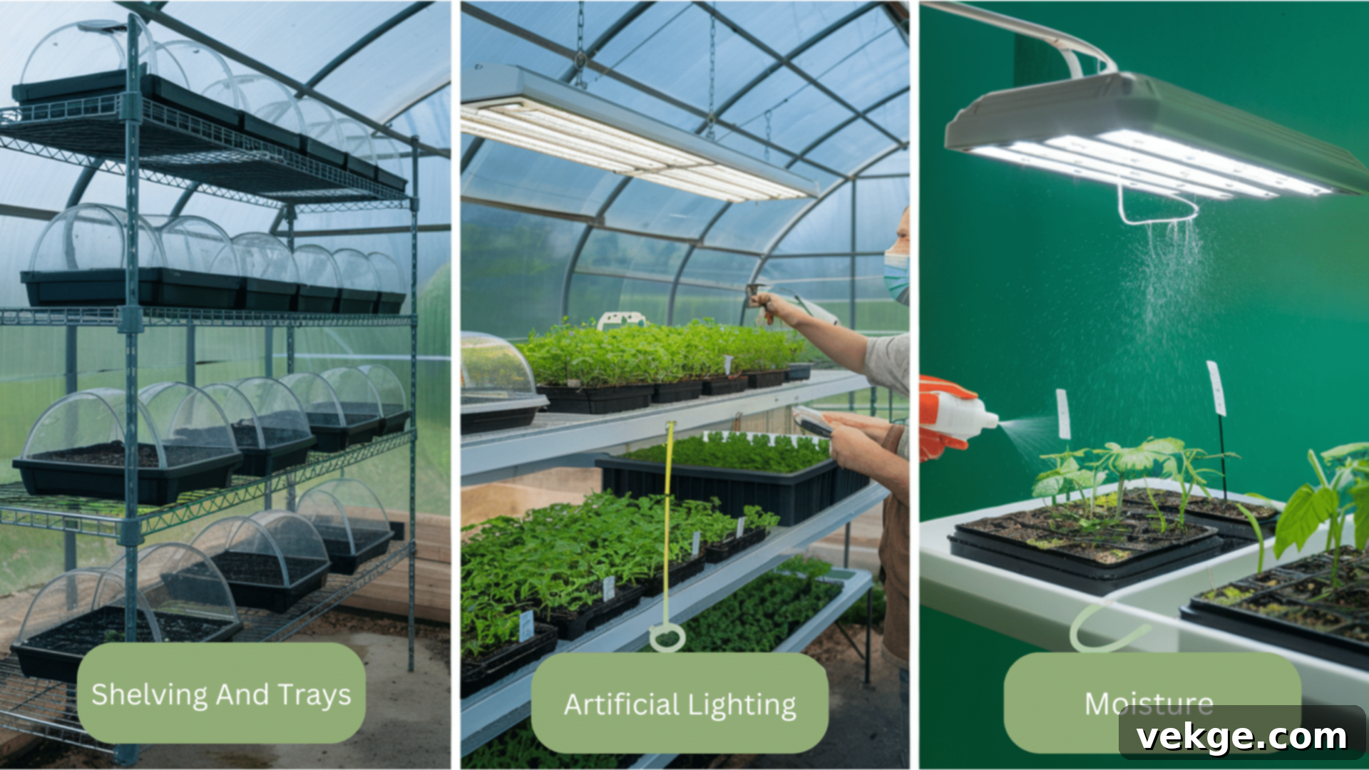 Seed Starting Station in a greenhouse