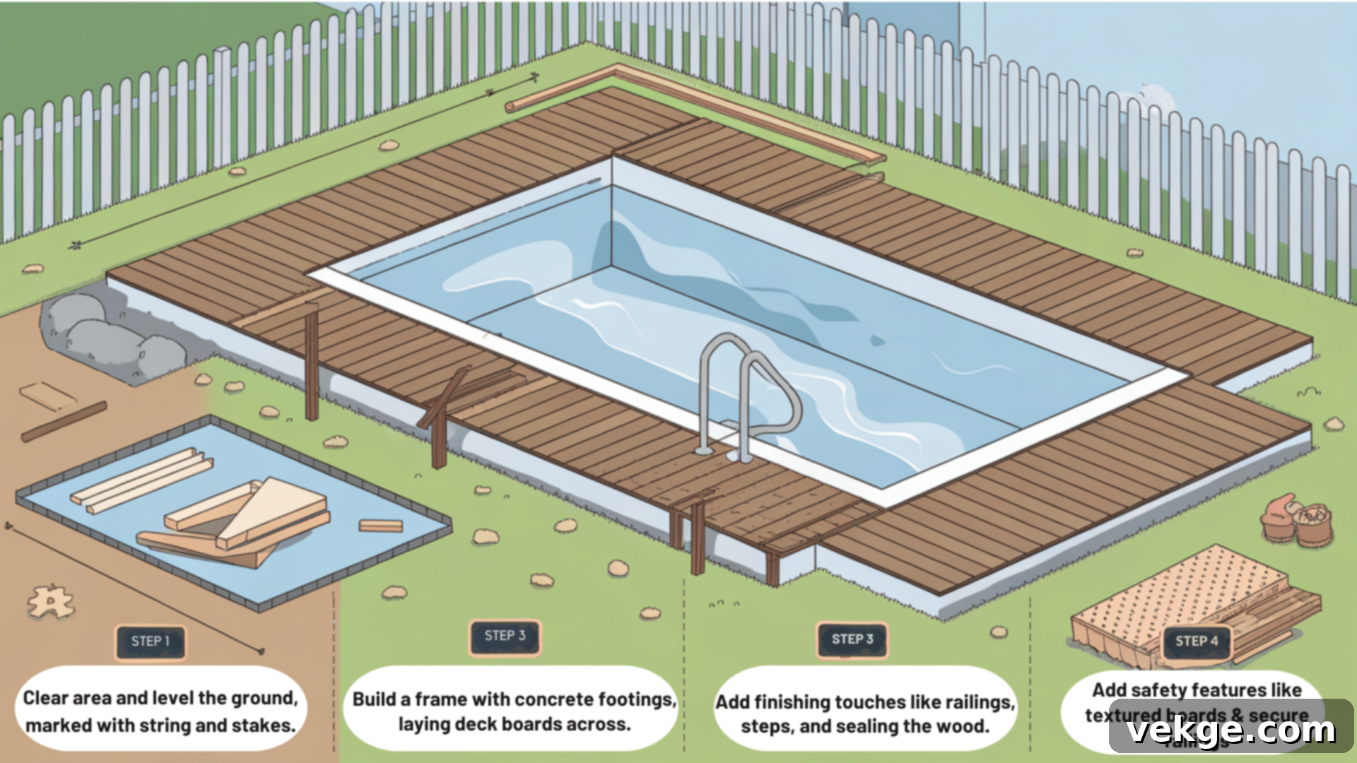 How to Build Your Above-Ground Pool Deck Step-by-Step - construction process