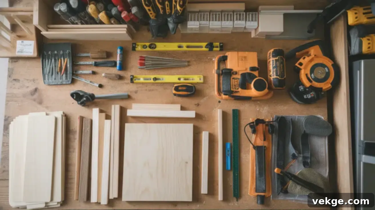 Materials and Tools for DIY Built-In Fridge Cabinet