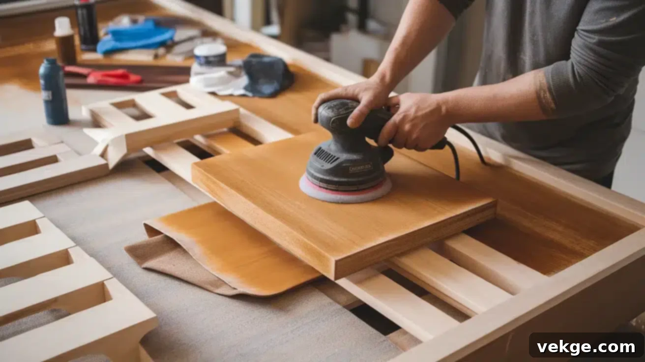 Step 2 Sanding and Staining DIY Platform Bed