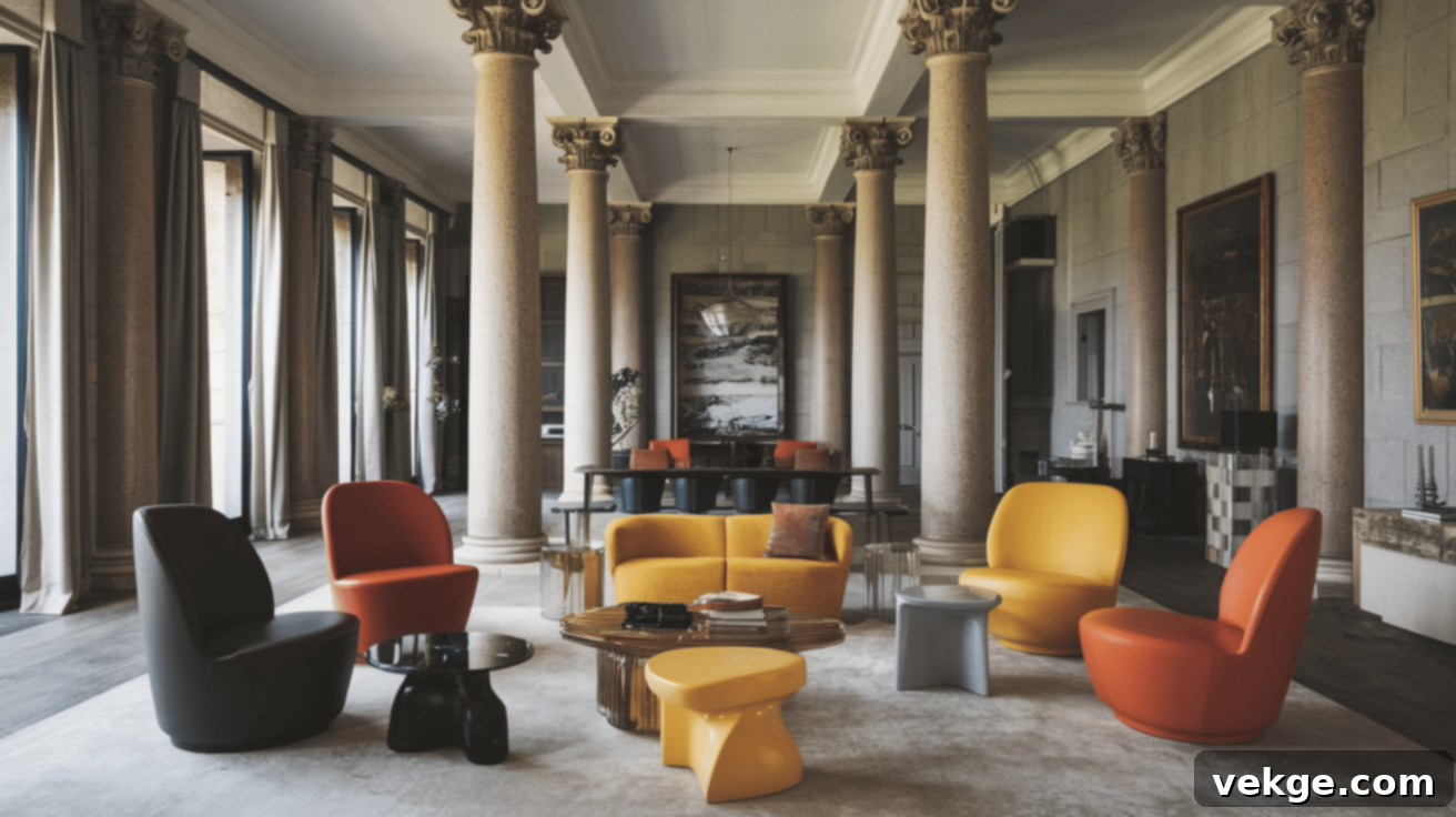 Postmodern eclectic style mixing different eras and materials