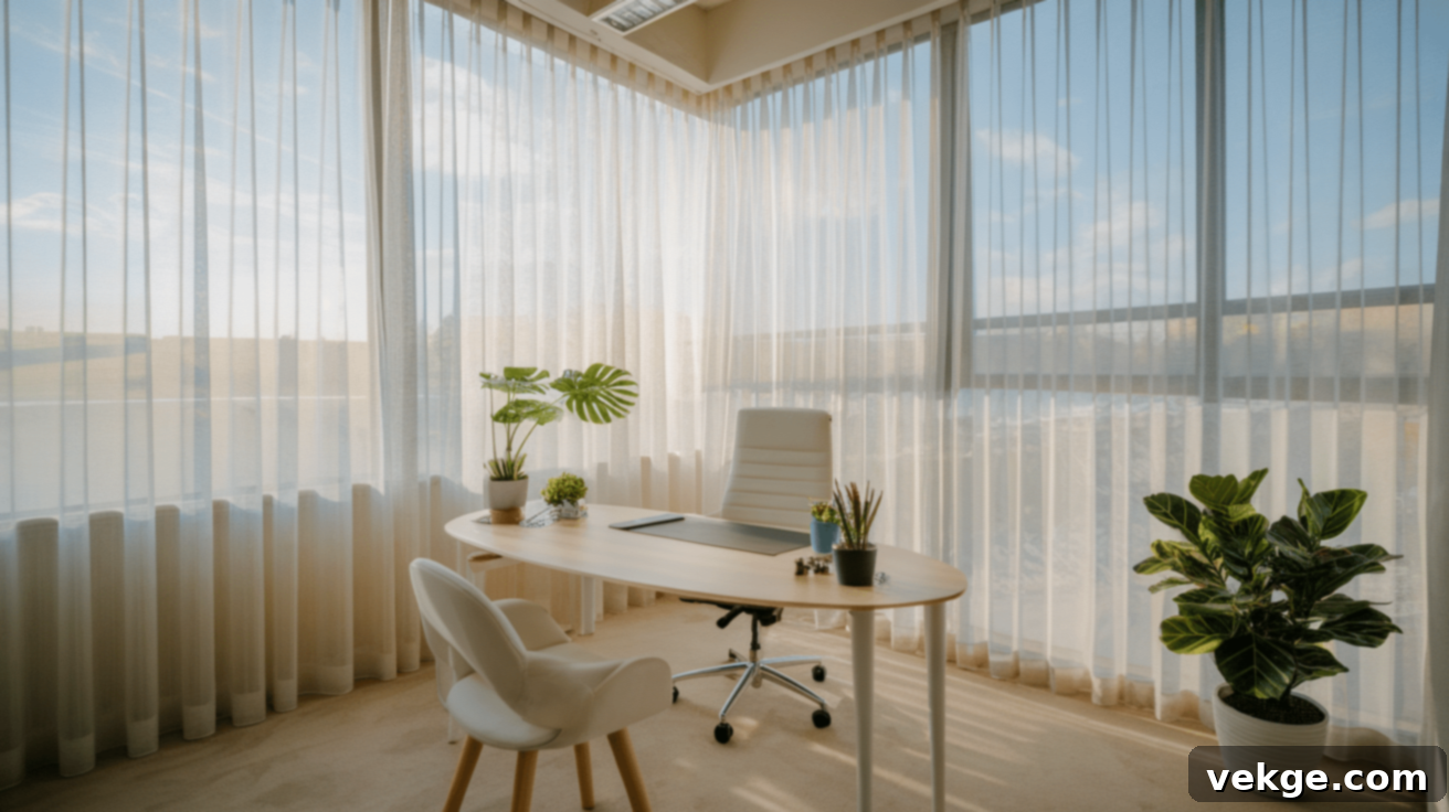 Sheer Curtains for Bright Office