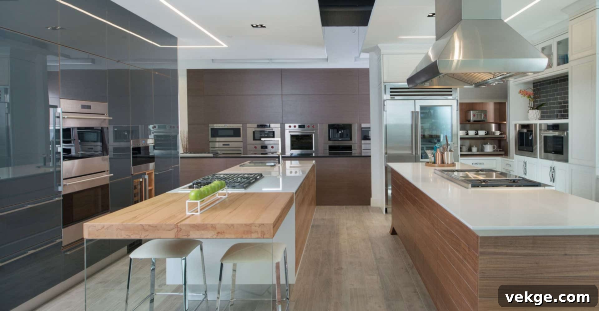 Transitional luxury kitchen with a blend of traditional and modern elements, featuring a large island