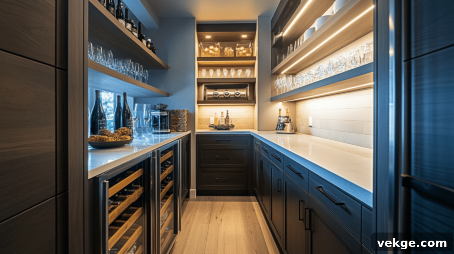 Butler's Pantry with Wine Fridge and Prep Area