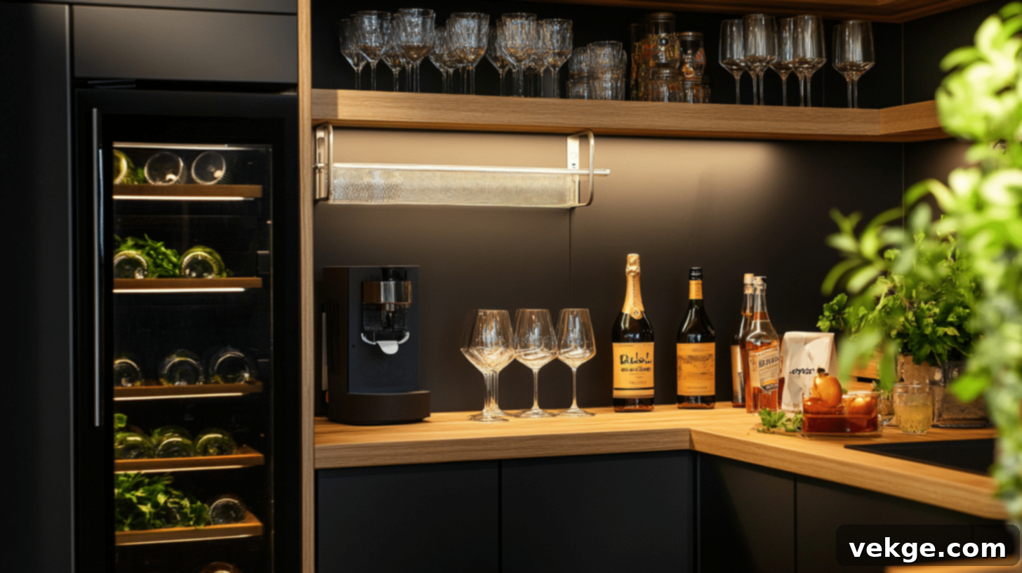 Small Bar Area Integrated into Pantry Design
