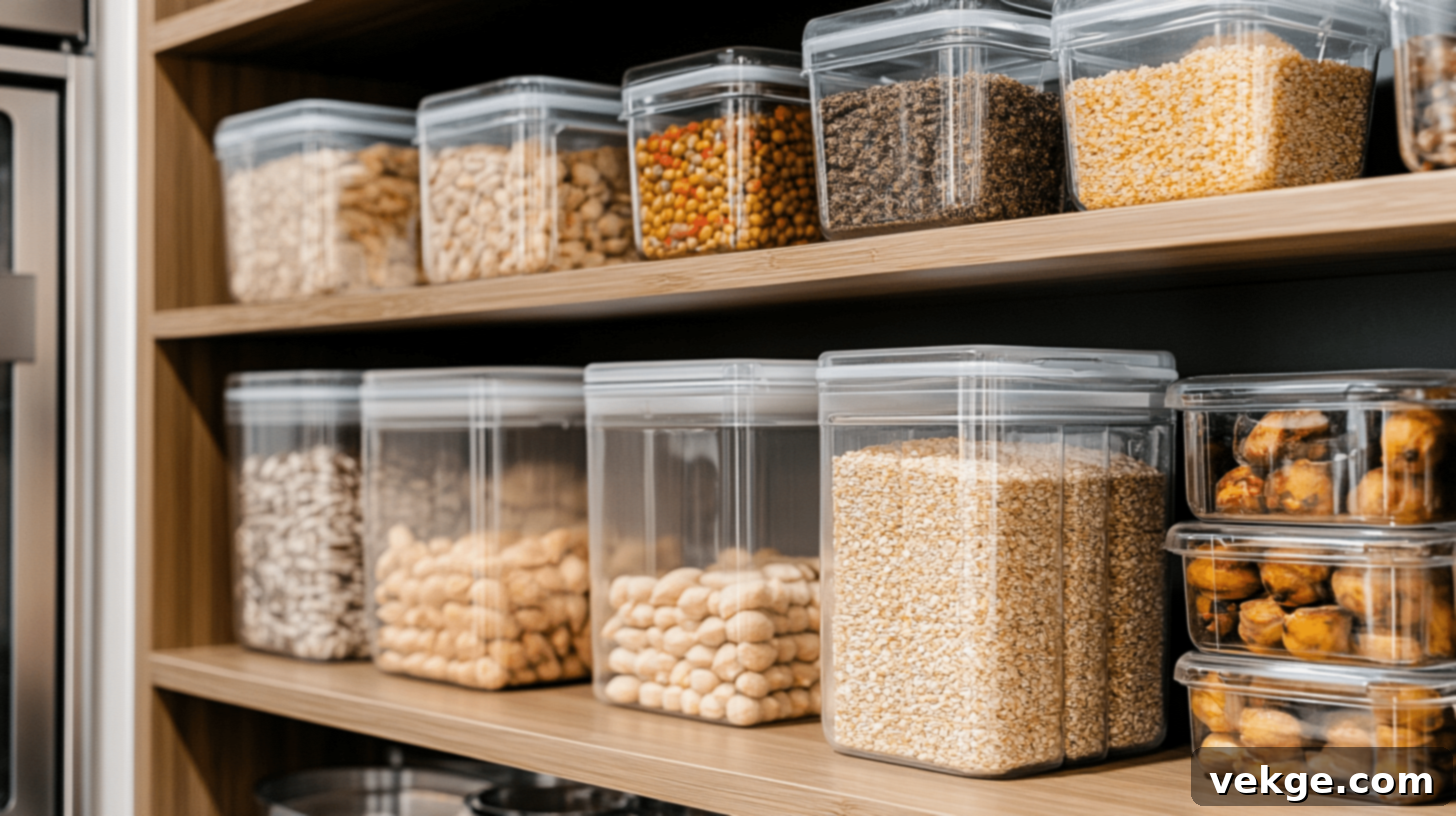 Organized Pantry with Clear Storage Containers