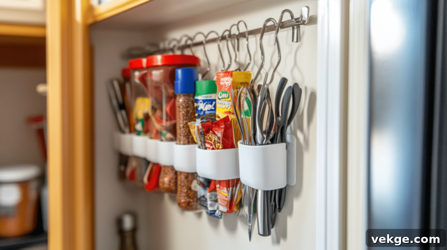 Command Hooks and Caddies for Rental-Friendly Pantry