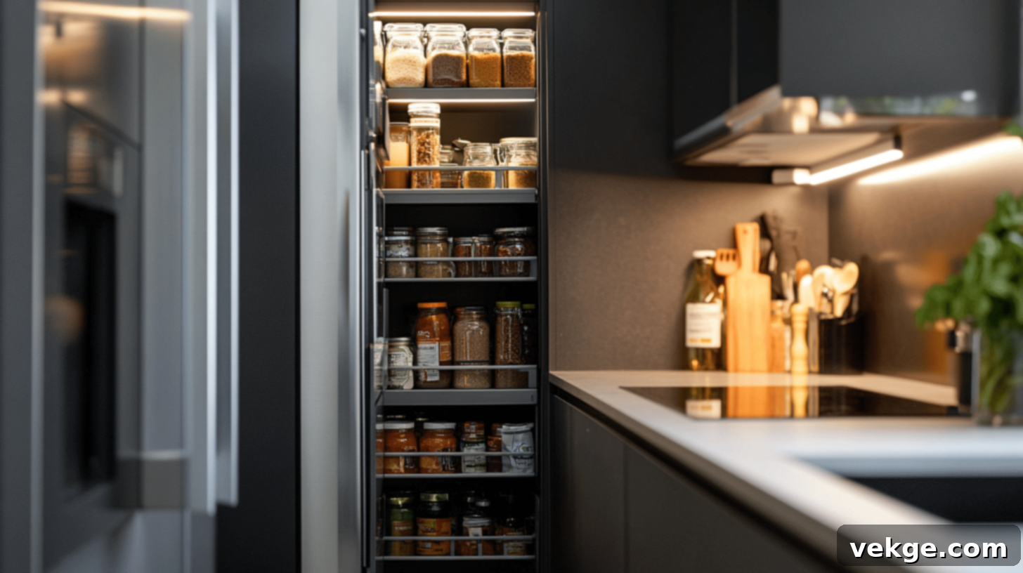 Slim Pull-Out Pantry Unit for Narrow Spaces