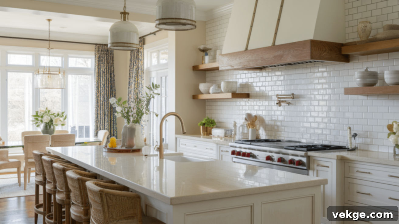 Beige Quartz Countertop with Beige Subway Tile