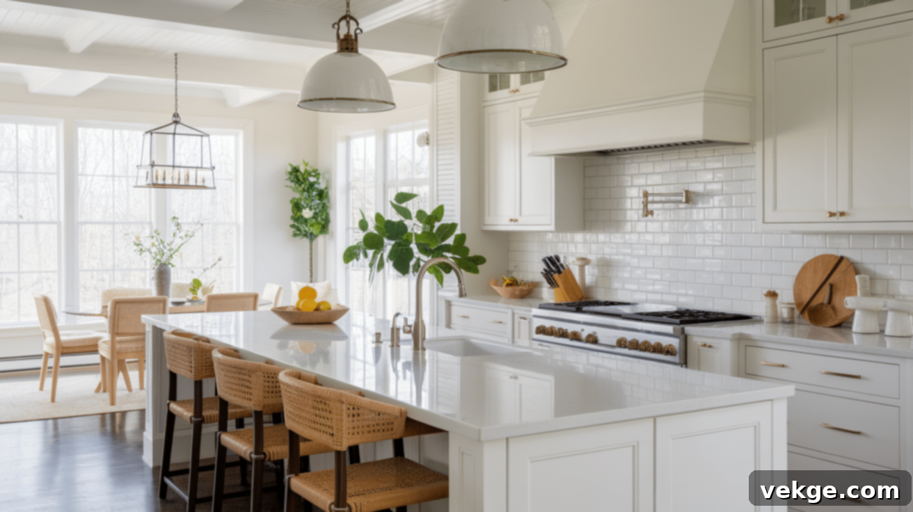 White Quartz Countertop with White Subway Tile Backsplash