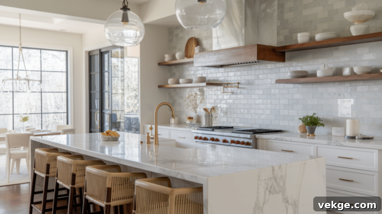 Marble Countertop with Glass Tile Backsplash