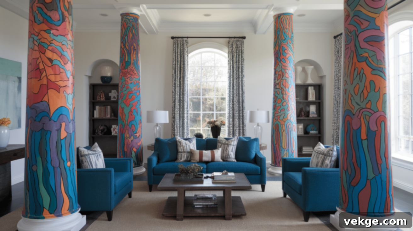 Statement Columns with Bold Colors or Patterns