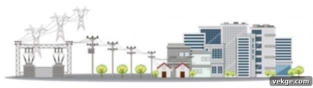Electricity poles and buildings in city
