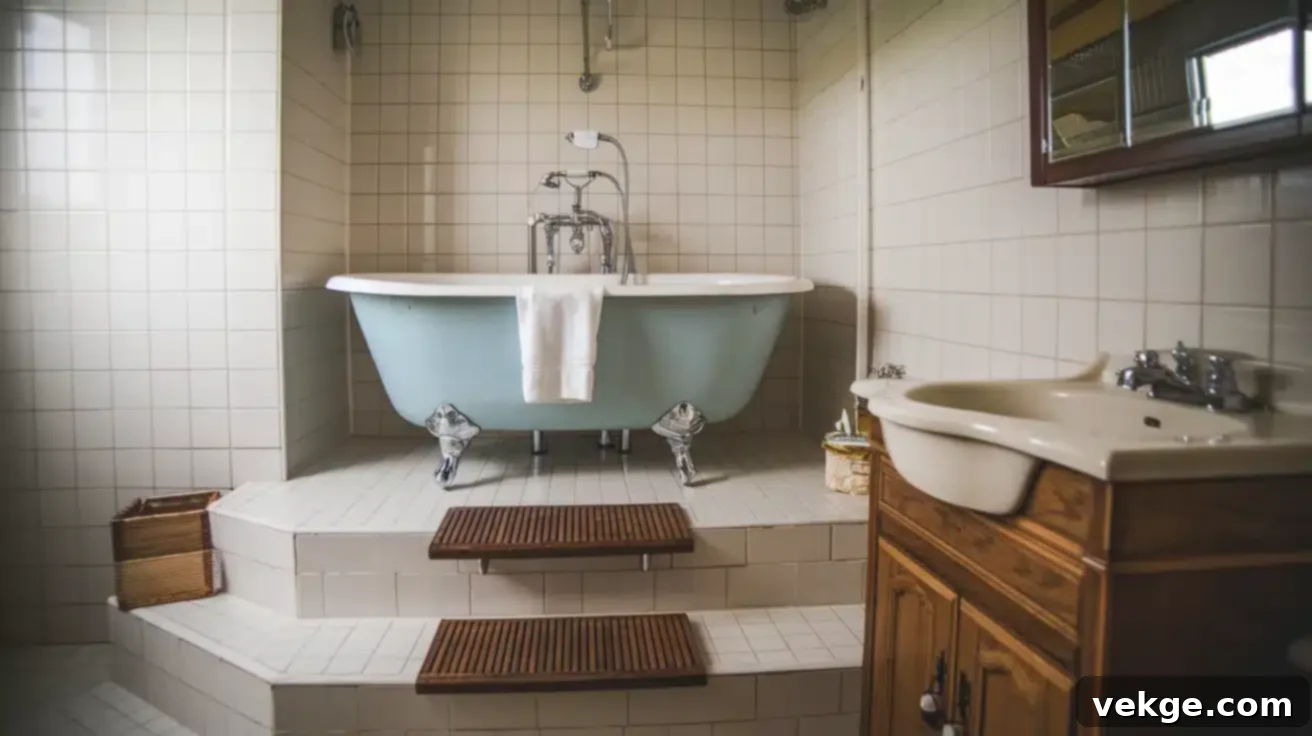 Platform Tub with Overhead Shower for Elevated Design