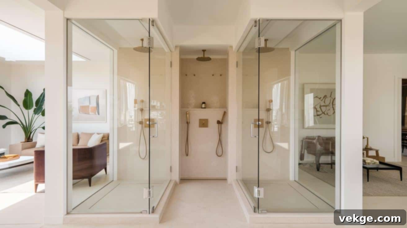 Pass-Through Shower Design for Open Bathrooms