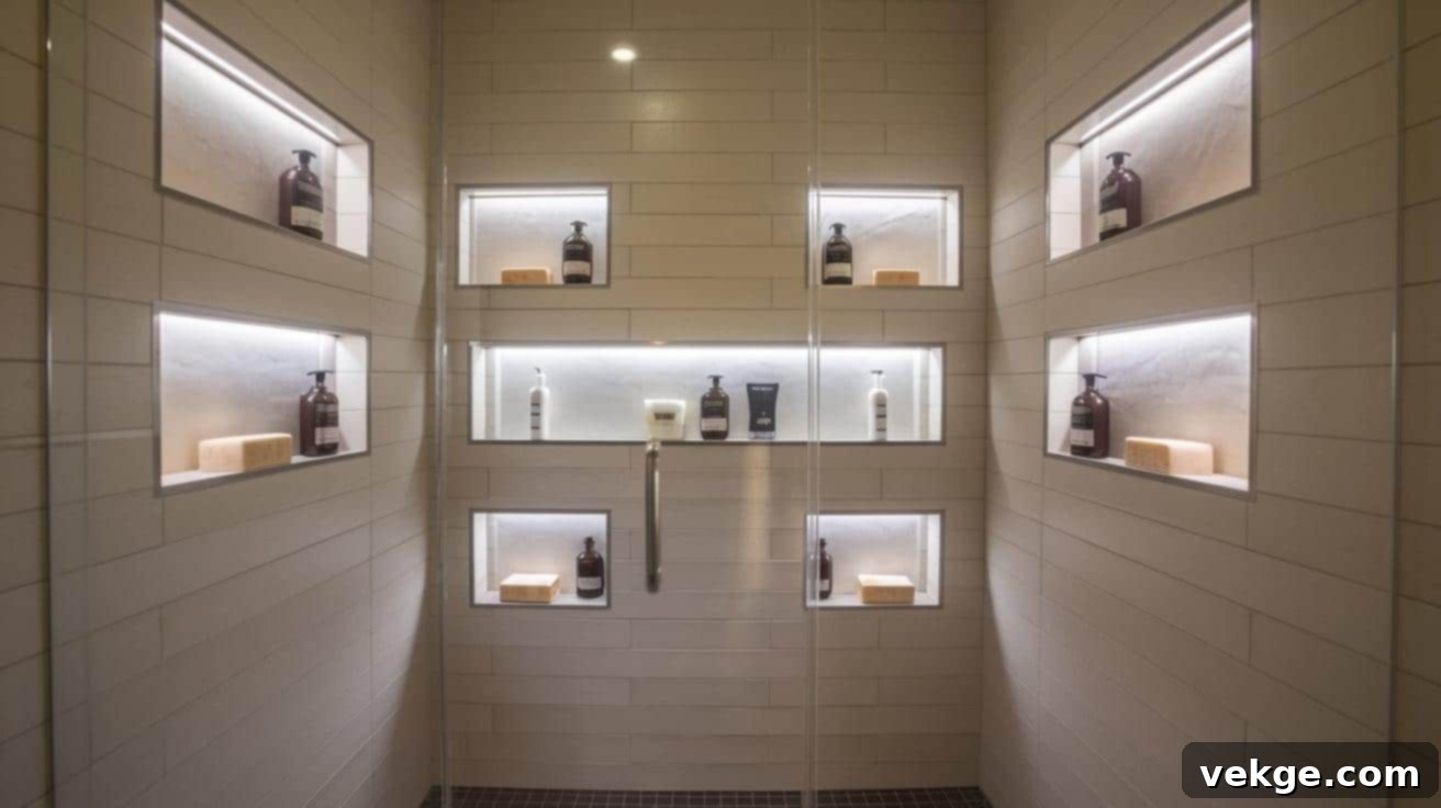 Niche Shelves in Shower for Discreet Storage