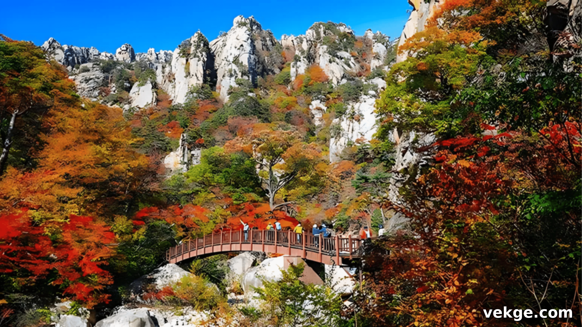 Seoraksan National Park, one of Korea's most beautiful mountain areas with dramatic peaks and valleys.