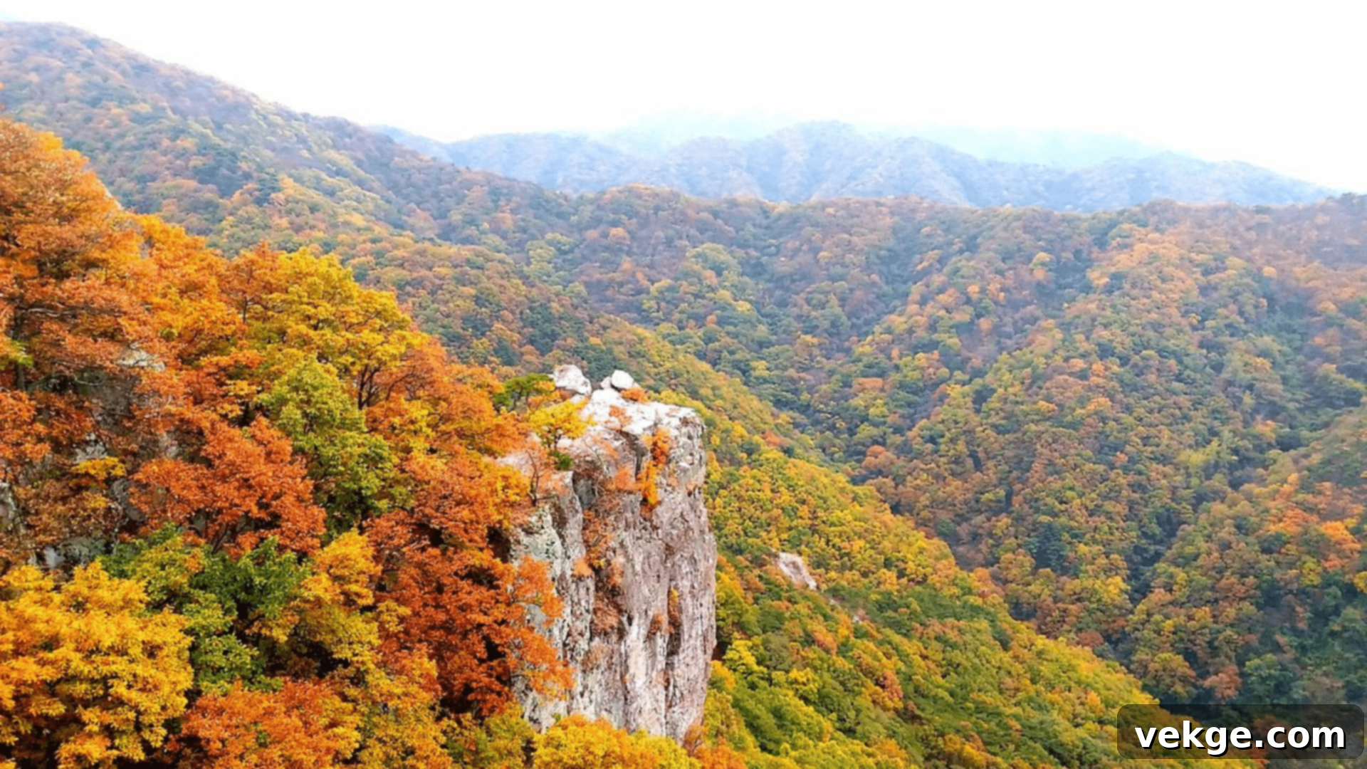 Mudeungsan National Park, a mountain park known for its unique rock formations and autumn foliage near Gwangju.