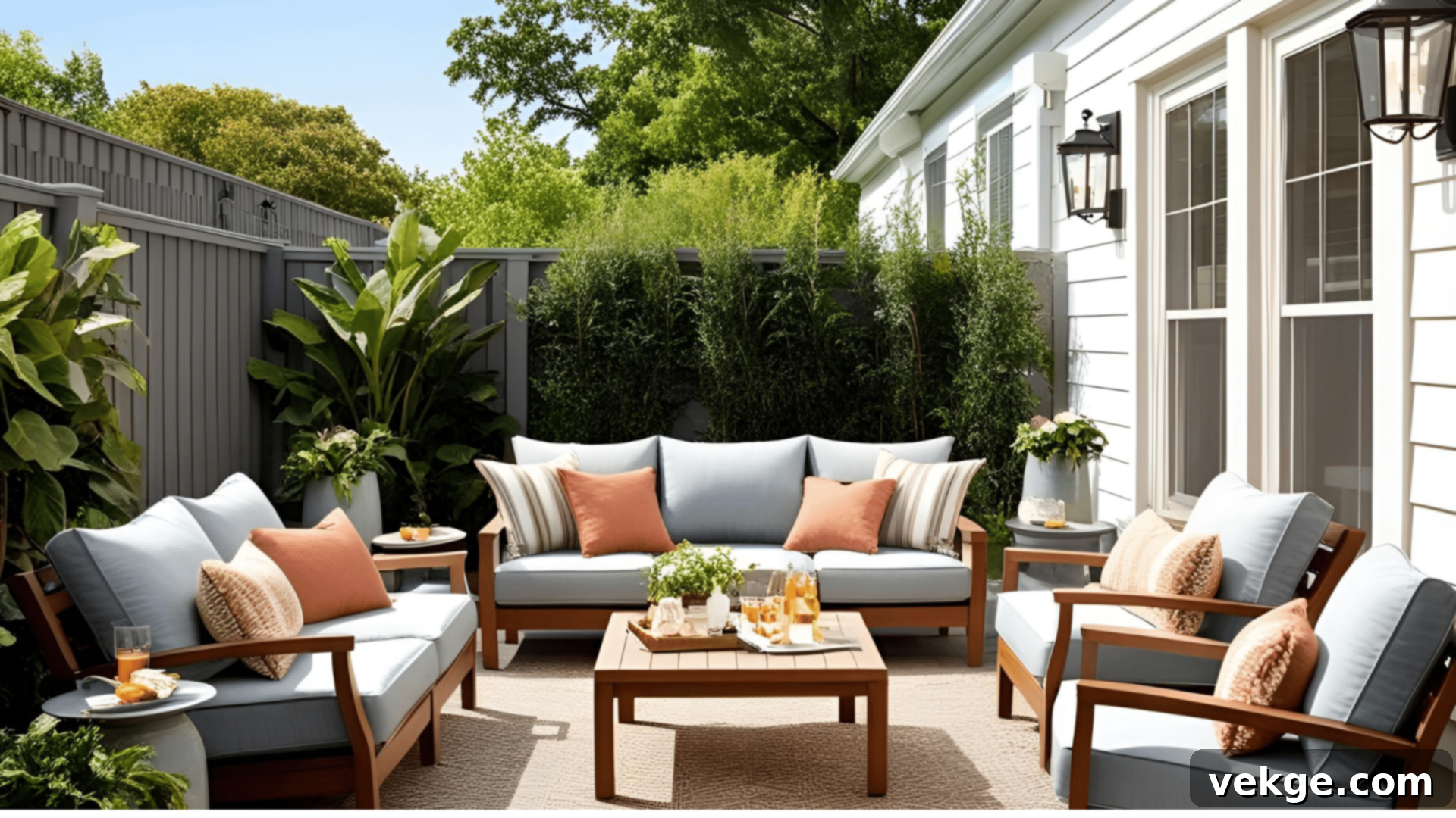 Cozy Outdoor Lounge with comfortable sofas and pillows