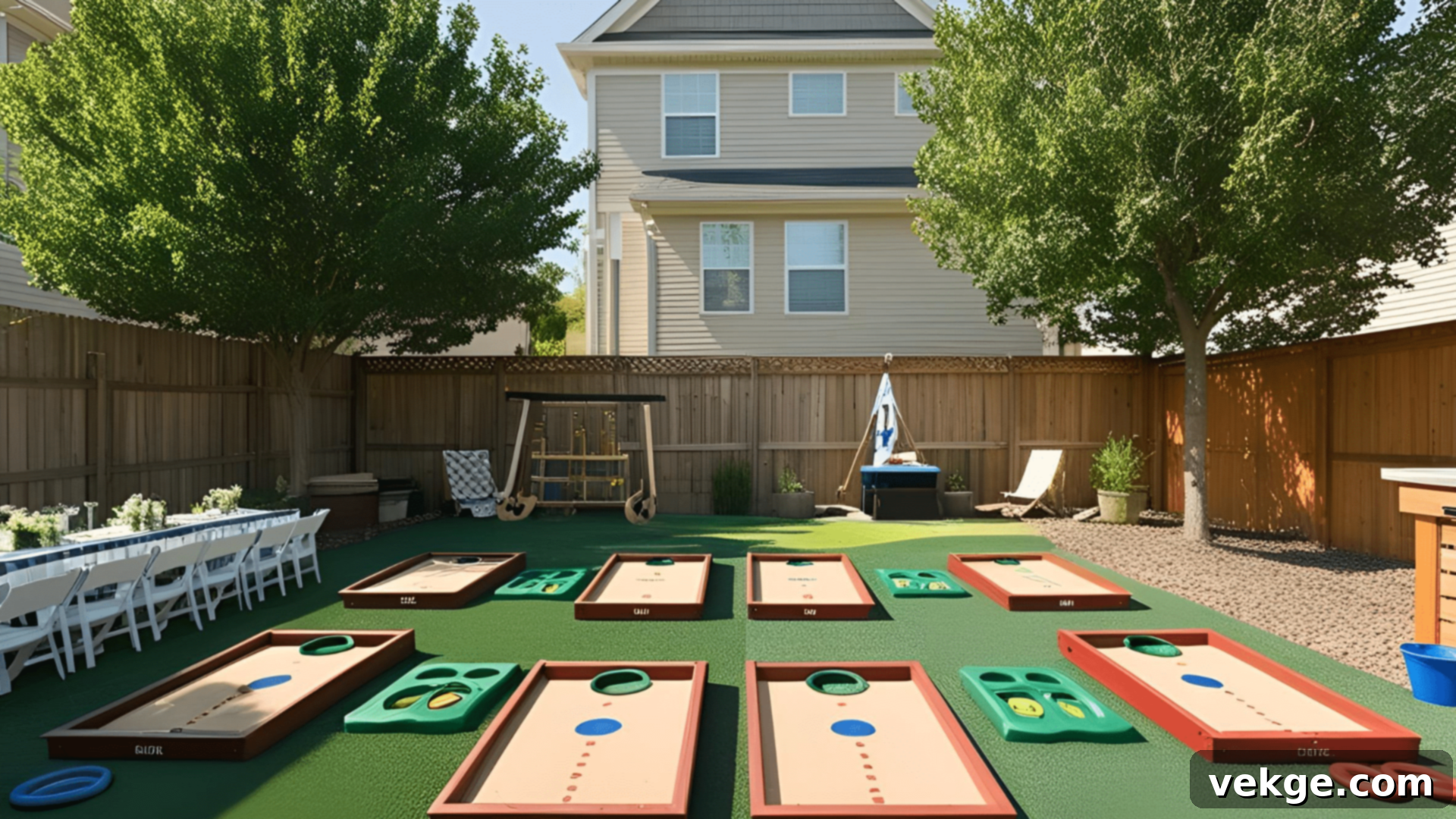 Lawn Games Section with cornhole and other games