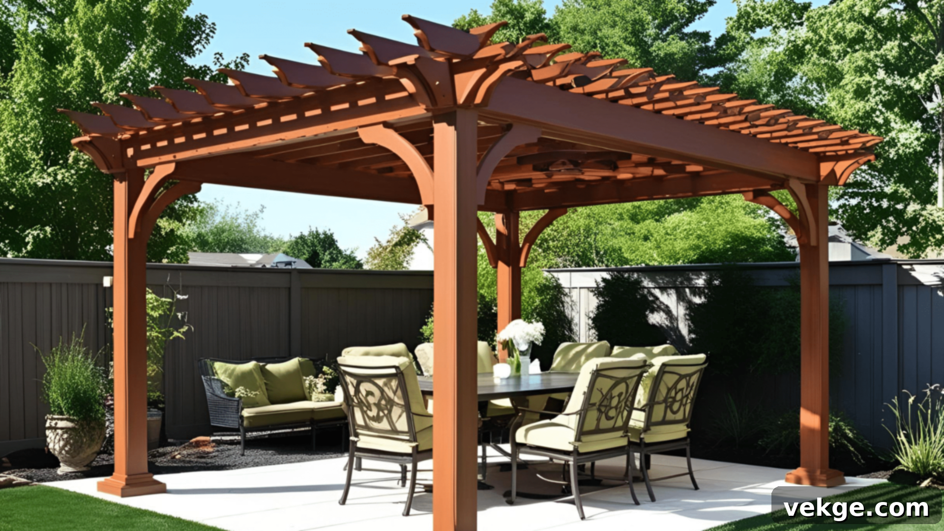 Elegant Pergola or Gazebo with seating underneath