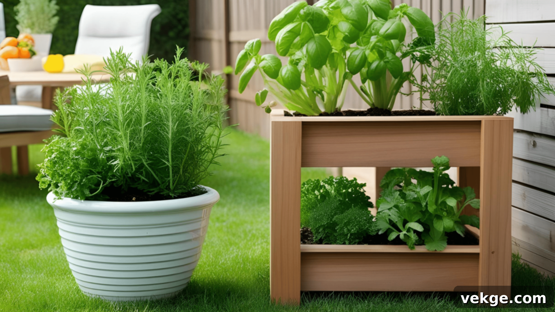 Beautiful Mini Garden or Herb Garden in containers
