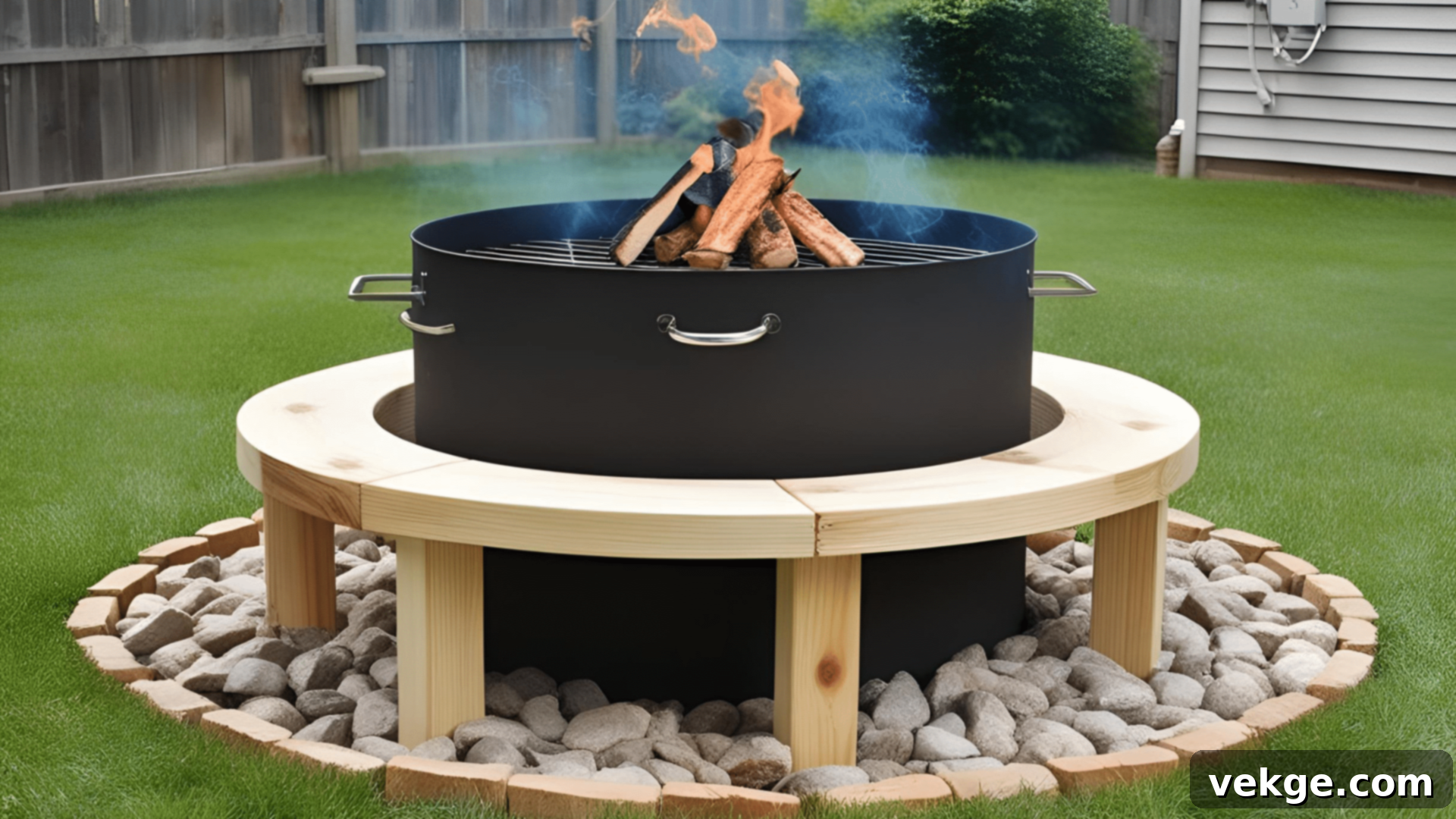Rustic DIY Outdoor Barbecue Pit built with stone