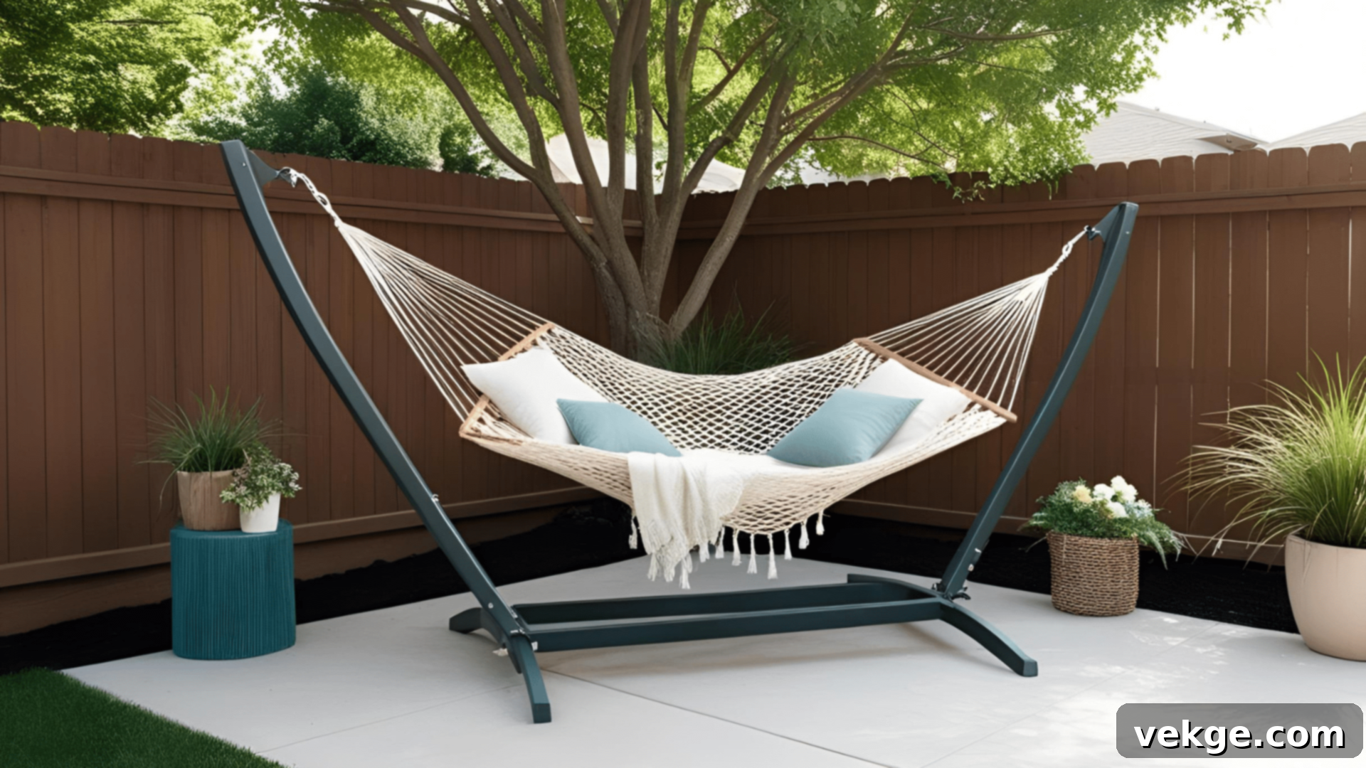 Peaceful Hammock Zone in a backyard