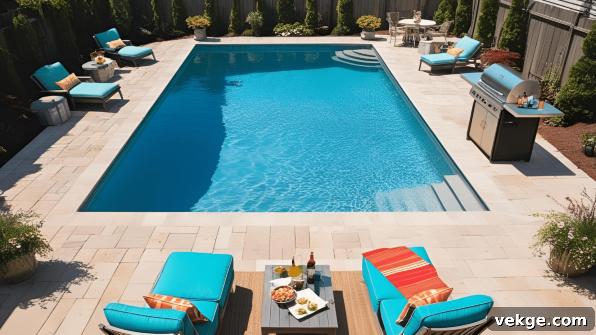 Swimming Pool Entertainment area with lounge chairs