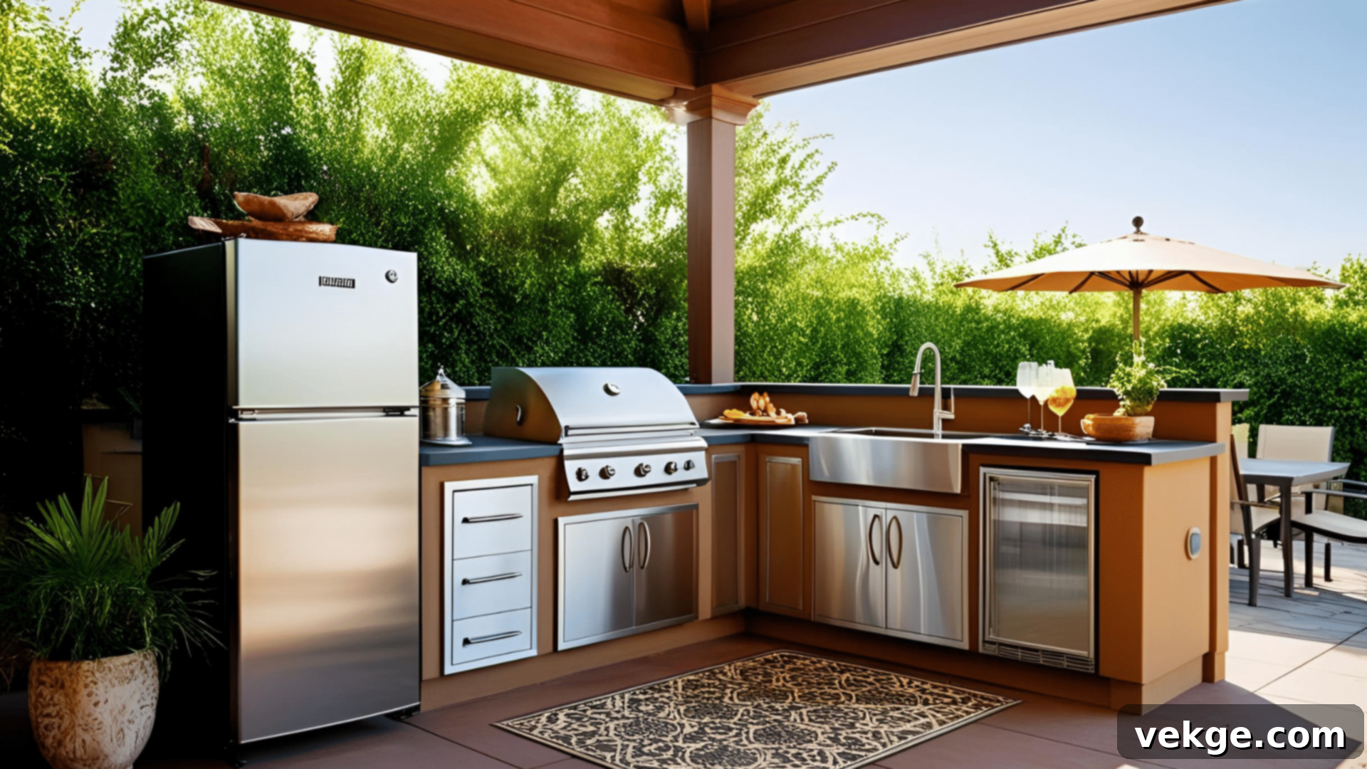 Fully Equipped Outdoor Kitchen with appliances and counter