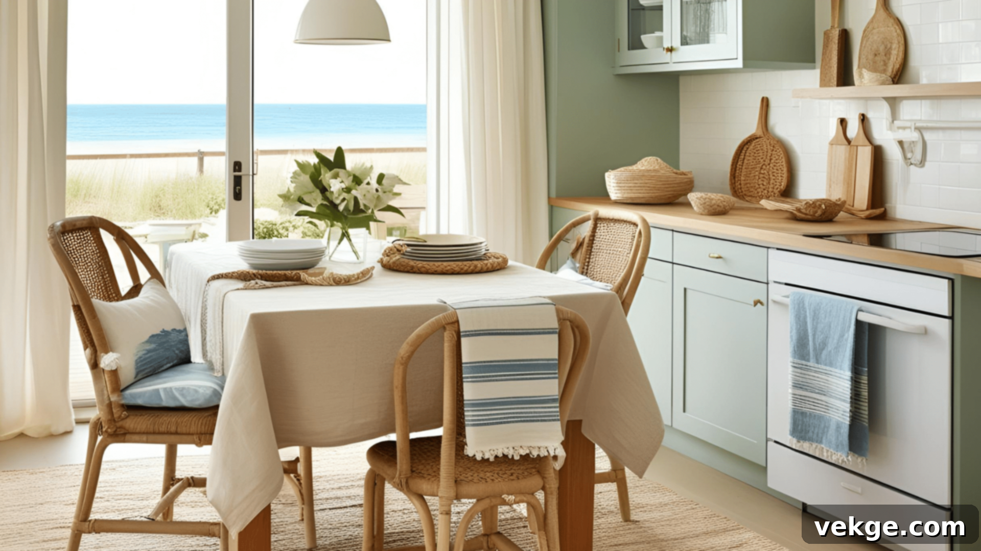 Beachy Textiles for Coastal Kitchen Decor
