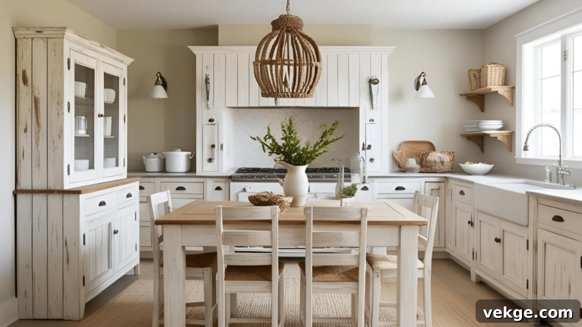 Whitewashed Furniture in Coastal Kitchens