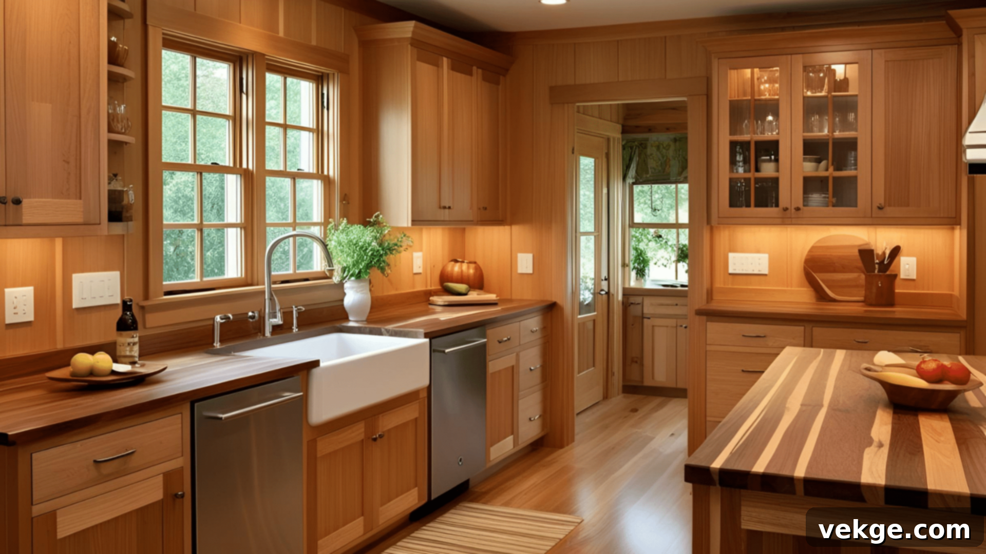 Wooden_Kitchen_Design: Inviting kitchen with wood cabinets, countertops, and open shelving