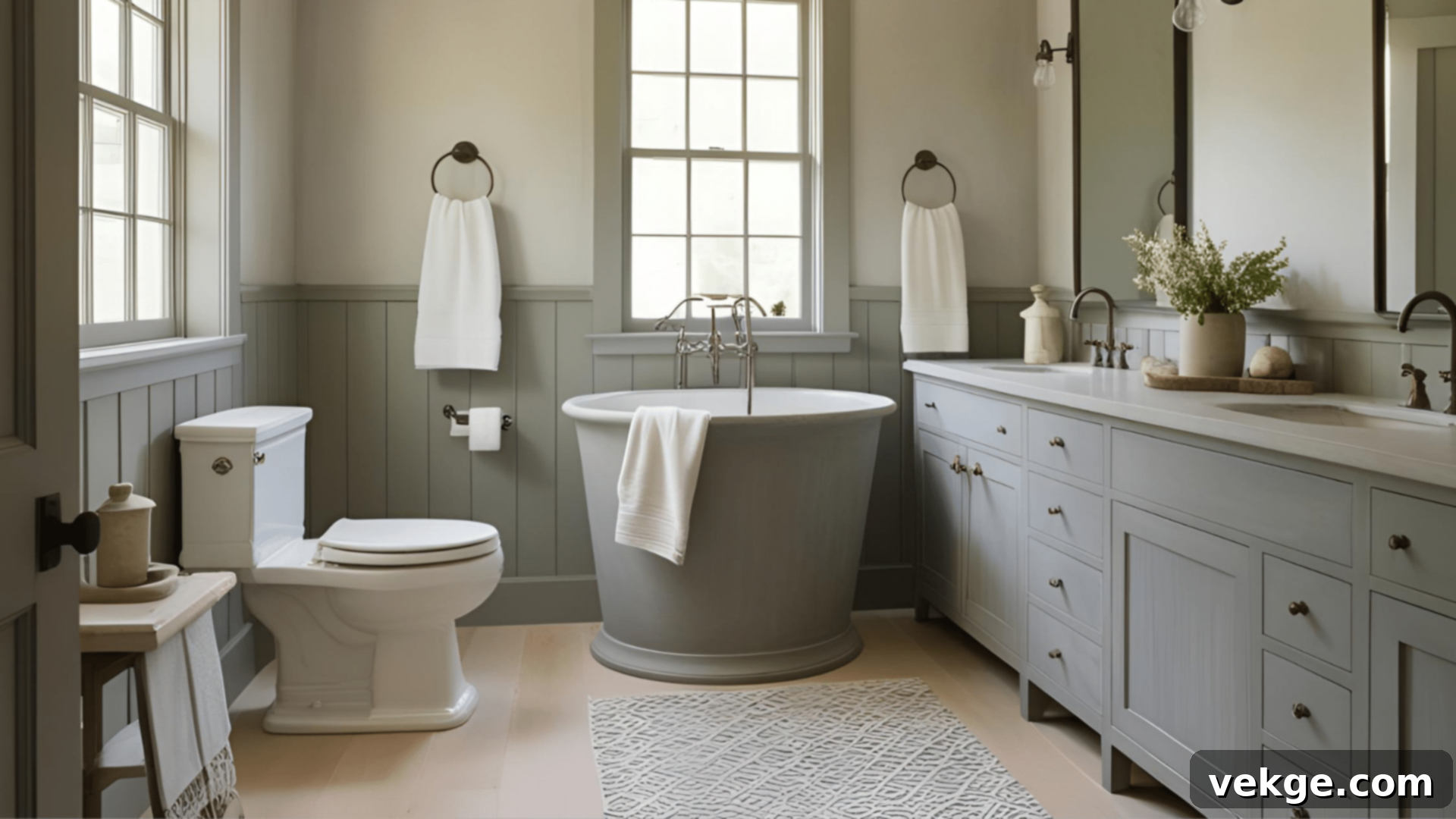 Chalky Matte Finishes in a Farmhouse Bathroom