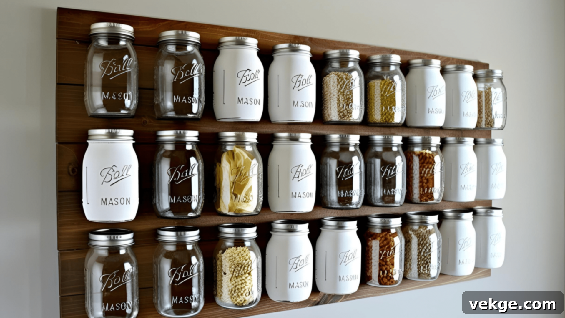 Wall-Mounted Mason Jar Organizers for Small Farmhouse Items