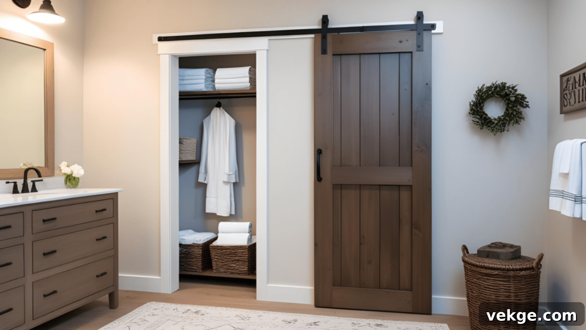Sliding Barn Door for a Farmhouse Linen Closet