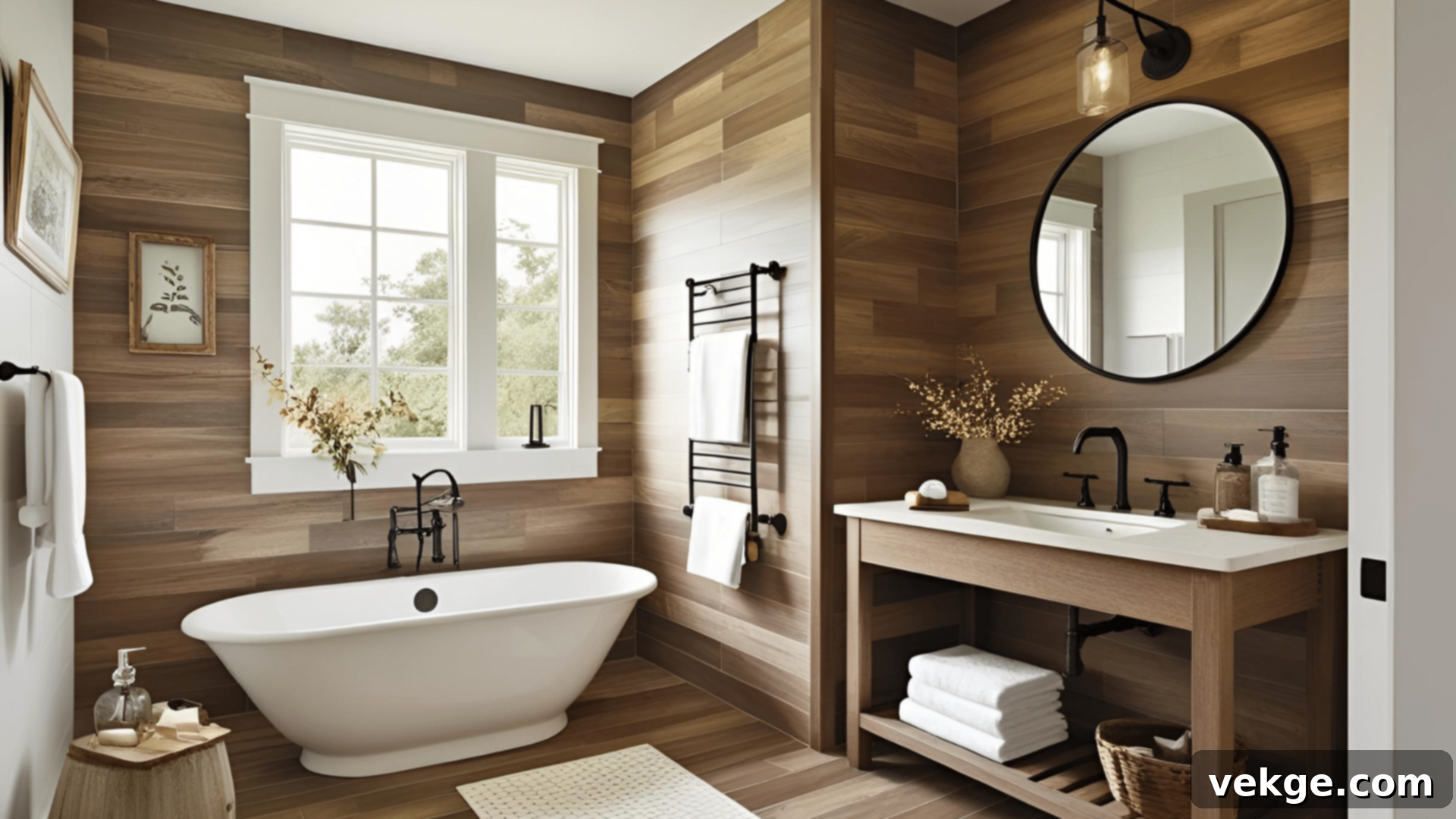 Weathered Wood Look Tiles for Farmhouse Bathroom Flooring