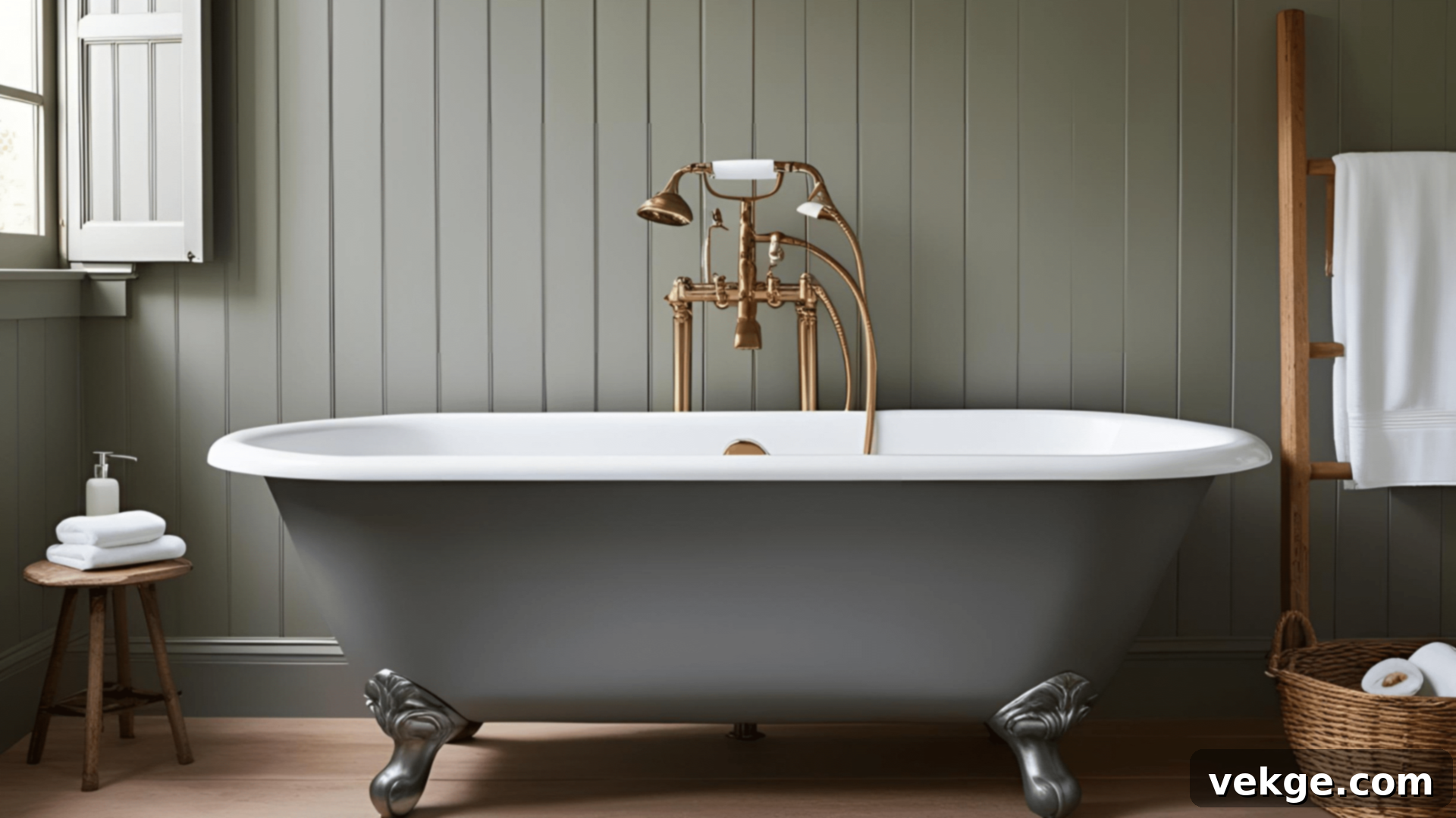 Classic Claw-foot Bathtub in a Farmhouse Master Bathroom