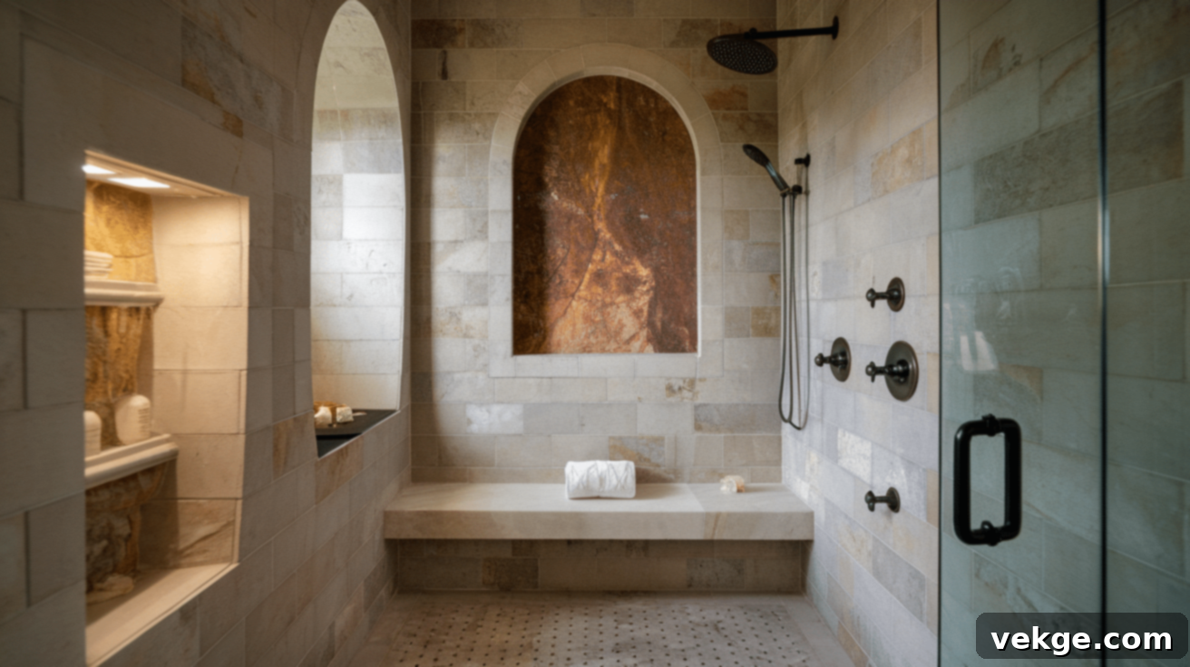 Luxurious Natural Stone Tile Showers