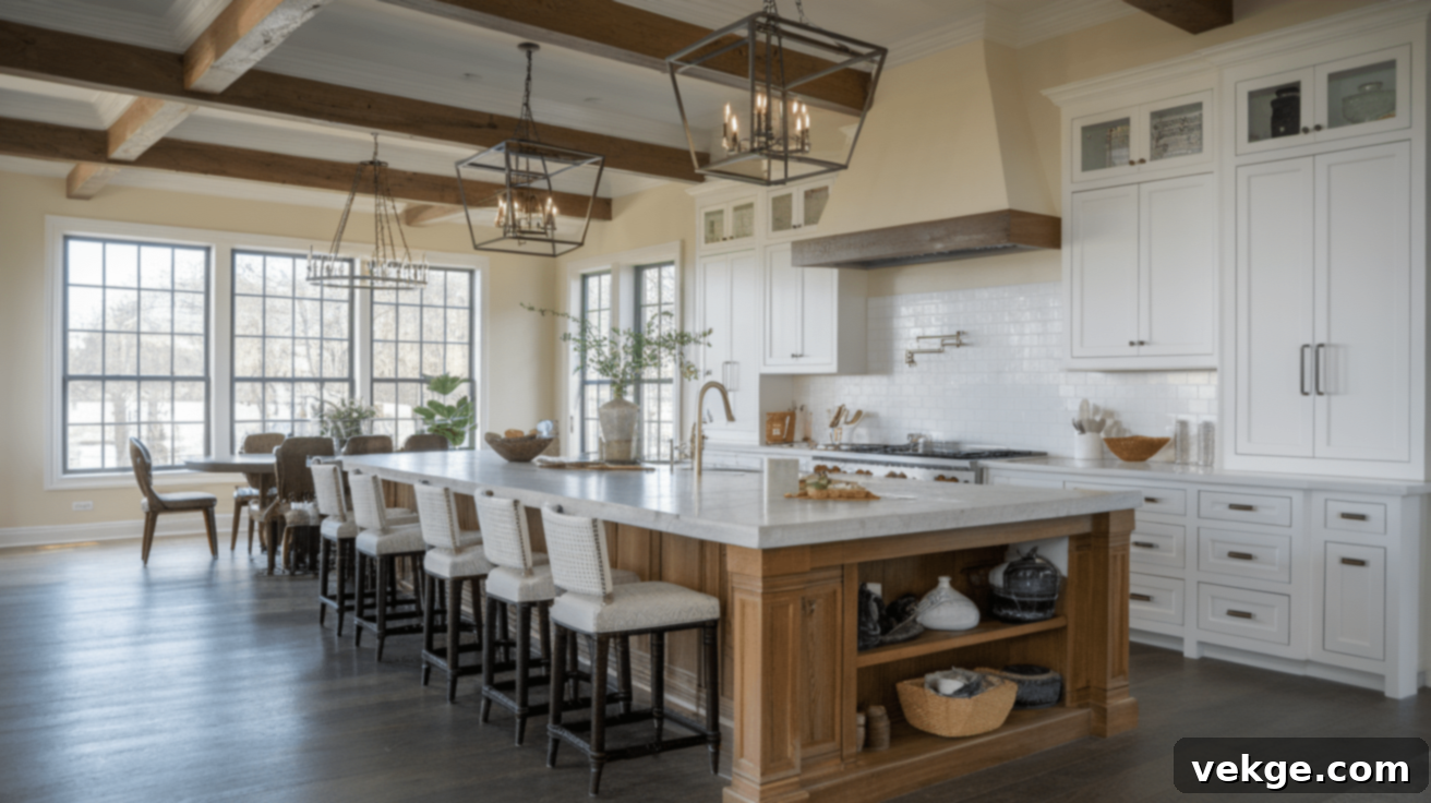 Kitchen Island Post Extending to the Ceiling