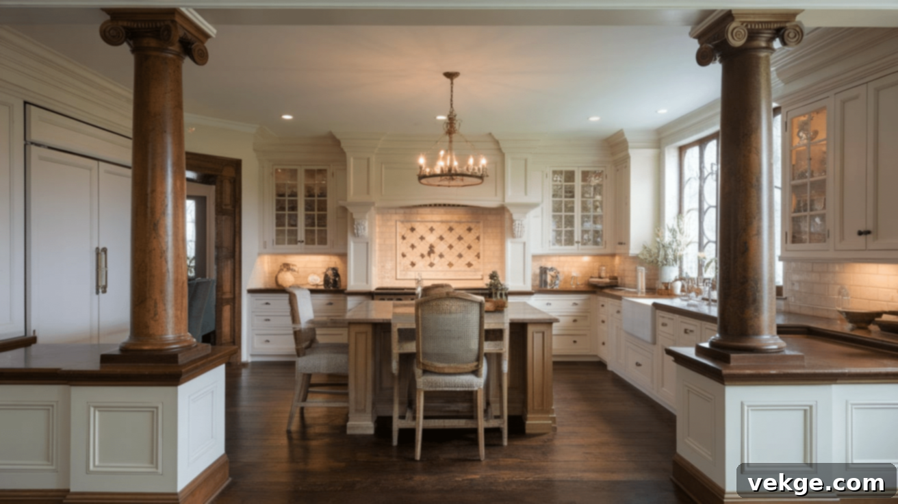 Round Kitchen Island Columns