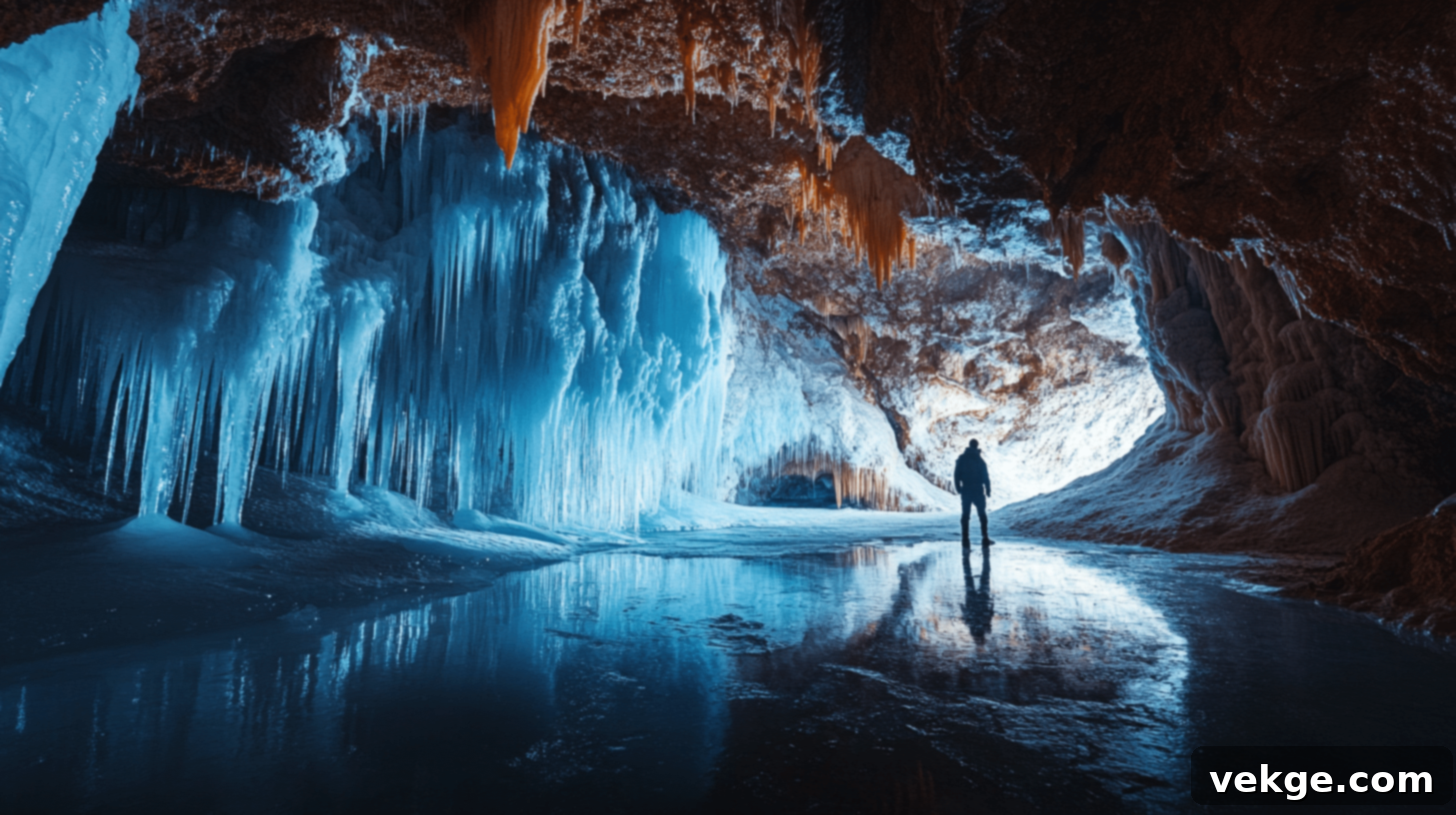Scărișoara Cave, home to the largest underground glacier in Romania, located in the Apuseni Mountains.