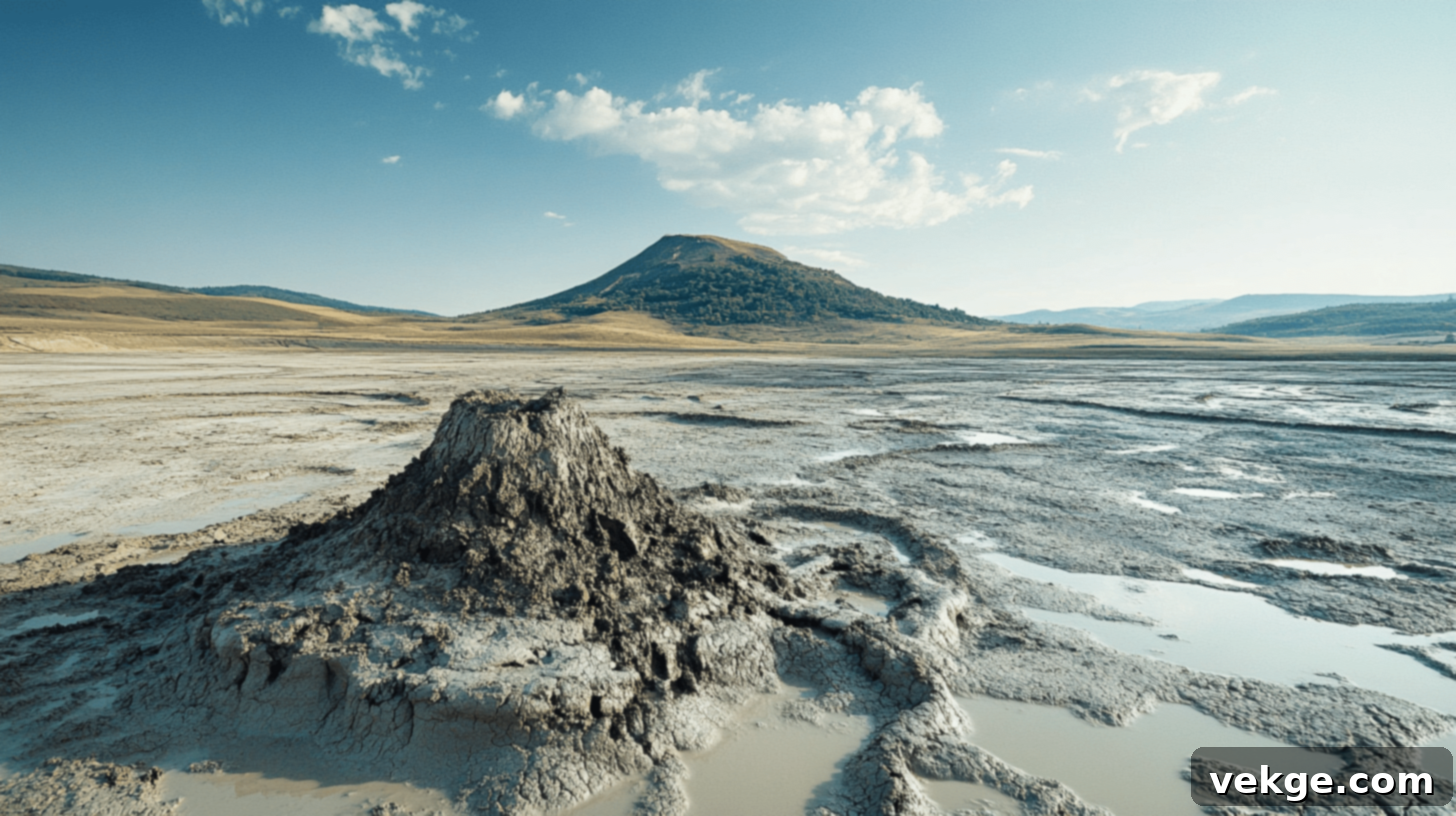 Mud Volcanoes of Berca, a unique geological phenomenon in Buzău County, Romania.
