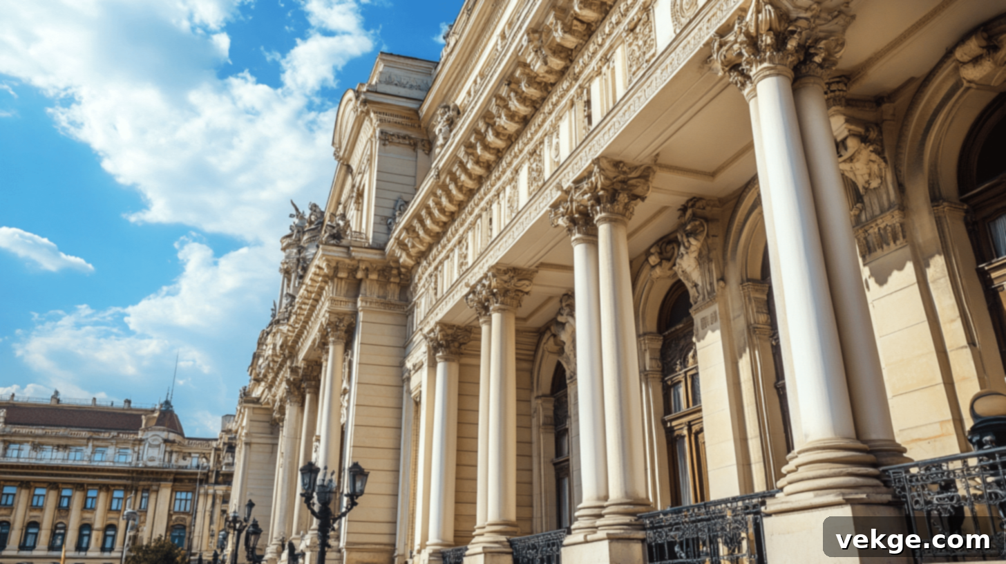The Romanian Academy, a prestigious scientific and cultural institution in Bucharest, Romania.