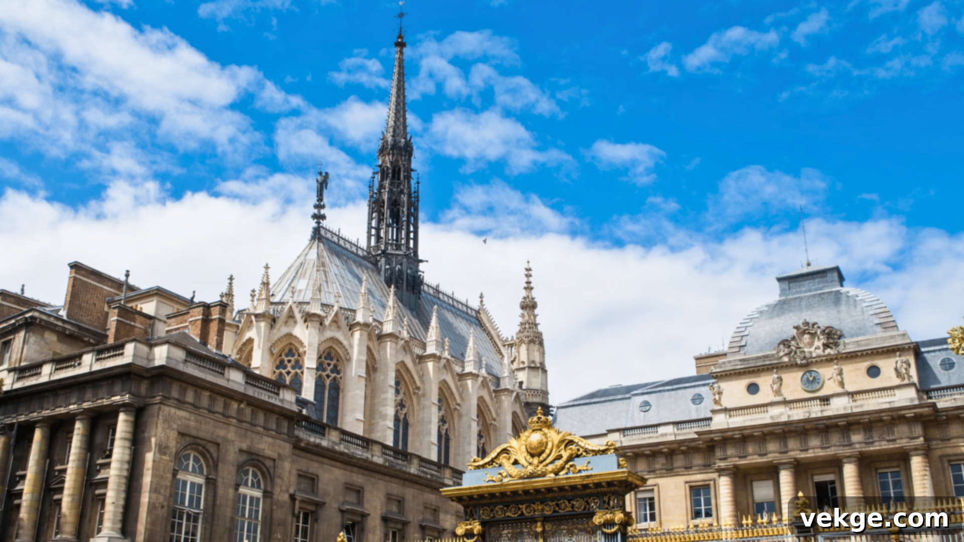 Sainte-Chapelle, known for its stunning Gothic stained-glass windows.