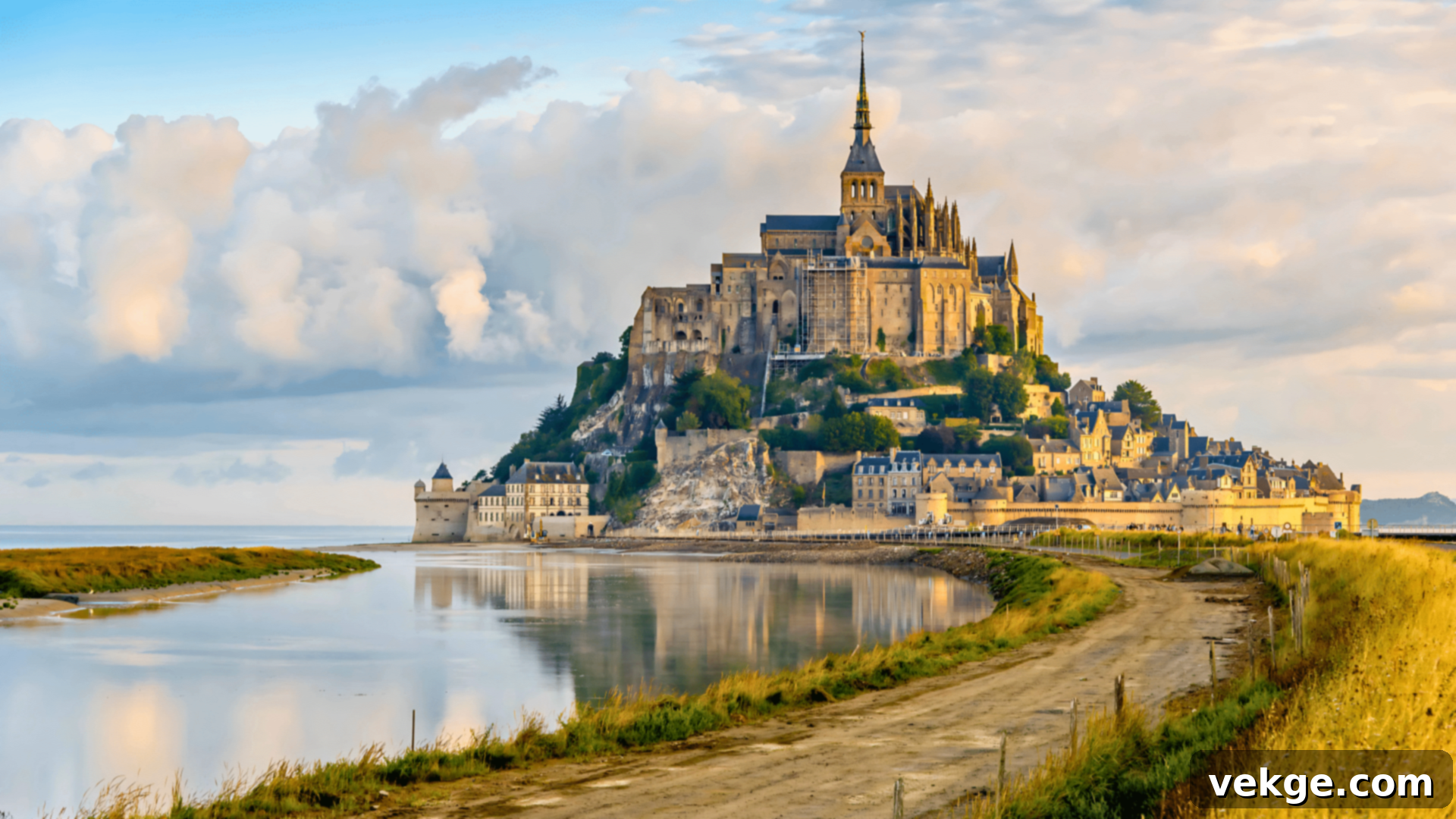 Mont Saint-Michel, a stunning medieval abbey perched on a tidal island.